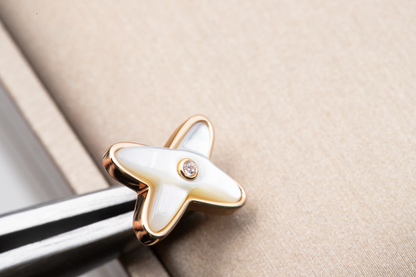 [⭐Novea]JEUX DE WHITE MOP PINK GOLD DIAMOND EARRINGS