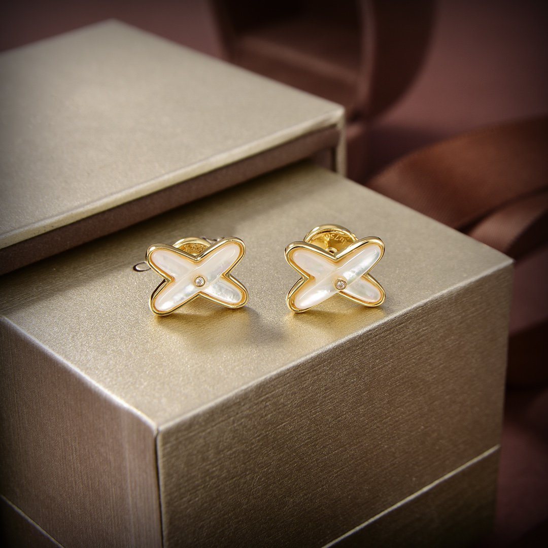 [⭐Novea]JEUX DE WHITE MOP GOLD DIAMOND EARRINGS