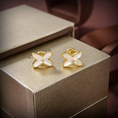 [⭐Novea]JEUX DE WHITE MOP GOLD DIAMOND EARRINGS