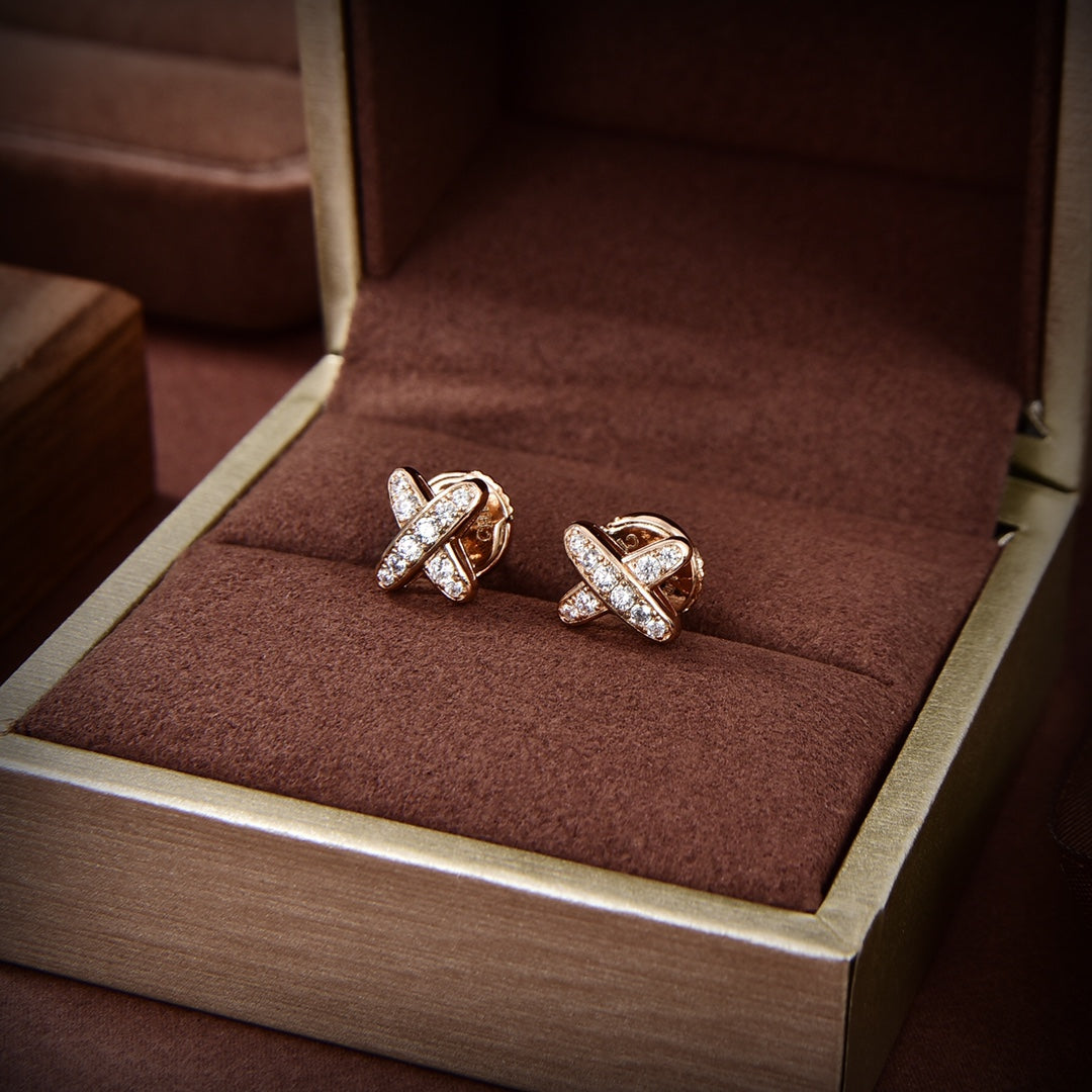 [⭐Novea]JEUX DE GOLD DIAMOND EARRINGS