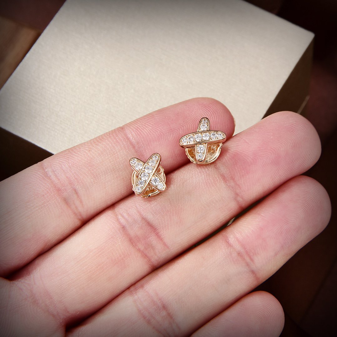[⭐Novea]JEUX DE GOLD DIAMOND EARRINGS