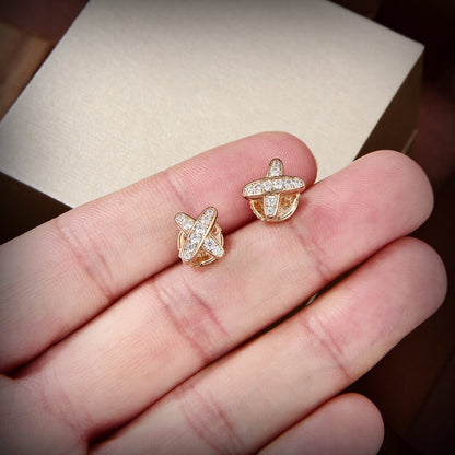 [⭐Novea]JEUX DE GOLD DIAMOND EARRINGS
