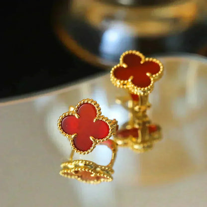[⭐Novea]CLOVER MEDIUM 1 MOTIFS CARNELIAN  EARRINGS