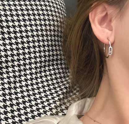[⭐Novea]CREOLES MOVE UNO PM DIAMOND EARRINGS