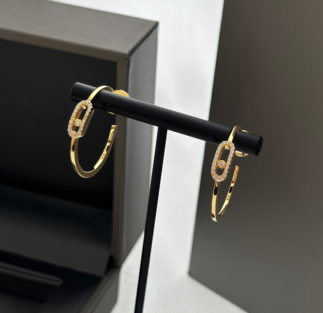 [⭐Novea]CREOLES MOVE UNO PM DIAMOND EARRINGS