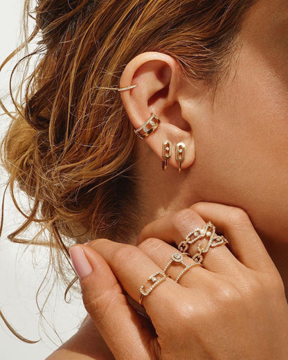 [⭐Novea]CREOLES MOVE UNO MINI 1 DIAMOND EARRINGS