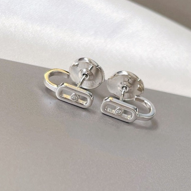 [⭐Novea]CREOLES MOVE UNO MINI 1 DIAMOND EARRINGS