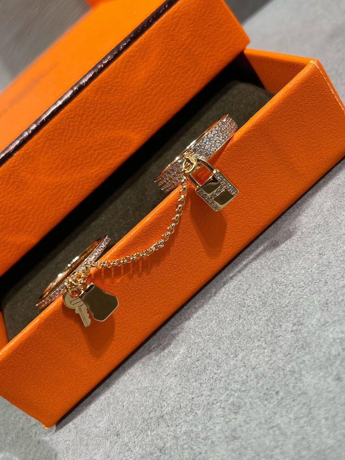 [⭐Novea]HM KELLY CLOCHETTE DOUBLE RING IN  WITH DIAMONDS