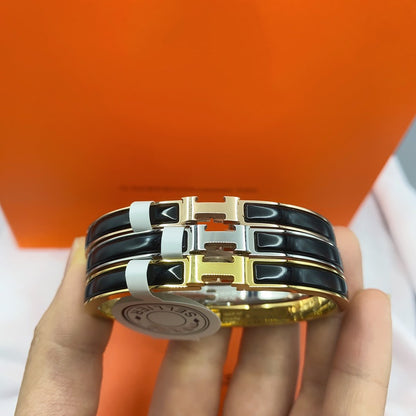 [⭐Novea]CLASSIC HM CLIC BLACK 8MM ENAMEL BRACELET