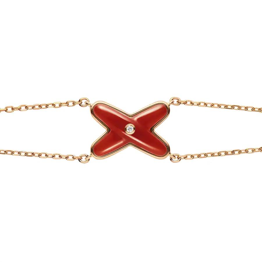 [⭐Novea]JEUX BRACELET CARNELIAN PINK GOLD 1 DIAMOND