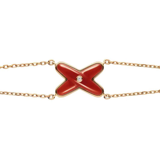 [⭐Novea]JEUX BRACELET CARNELIAN PINK GOLD 1 DIAMOND