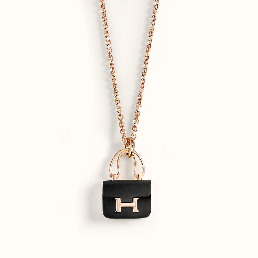 [⭐Novea]CONSTANCE BLACK PEDANT PINK GOLD NECKLACE
