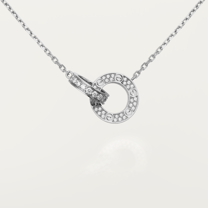 [⭐Novea]LOVE 7.6MM NECKLACE ROSE GOLD AND SILVER  FULL DIAMOND