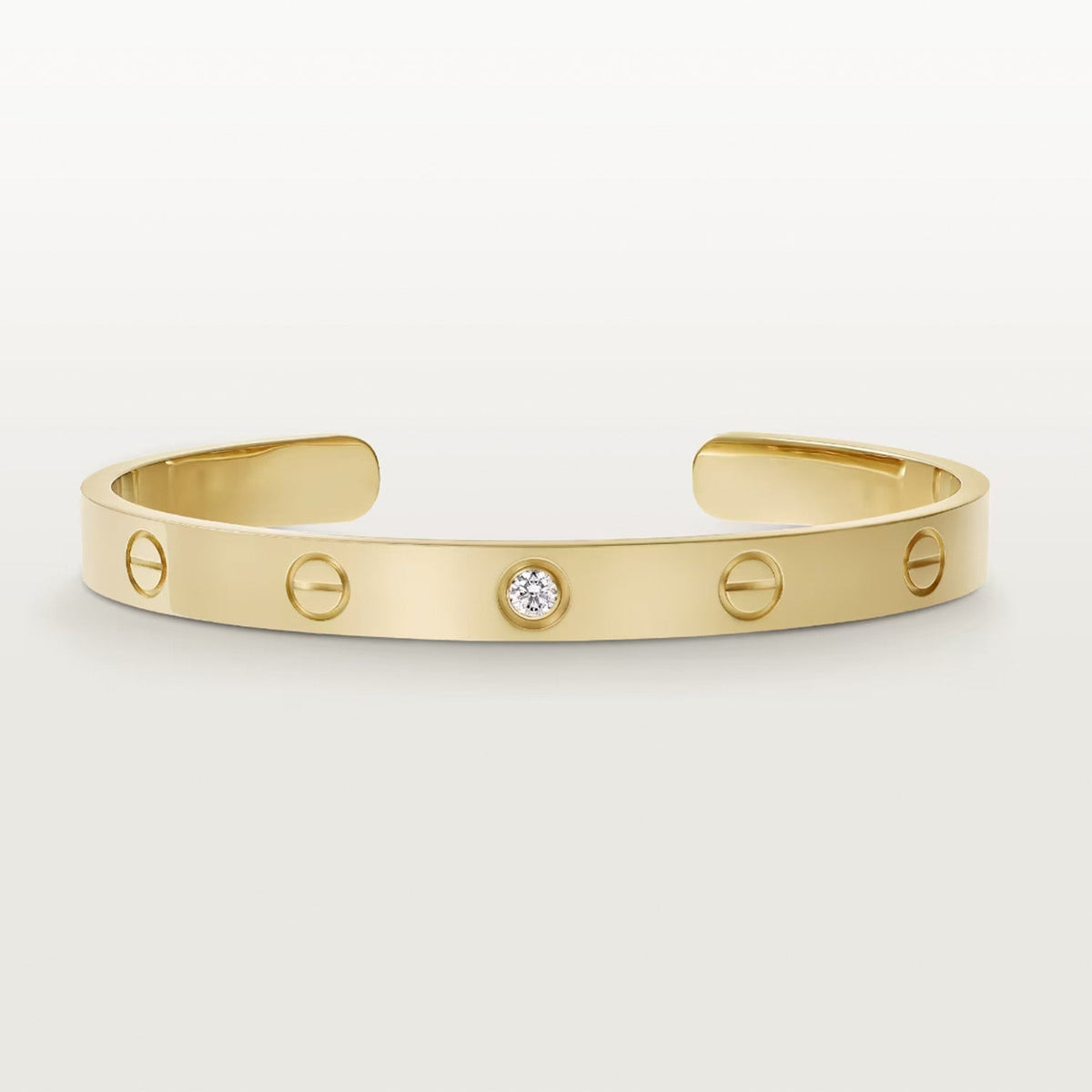 [⭐Novea]LOVE BRACELET 6.1MM 1 DIAMOND OPEN CUFF