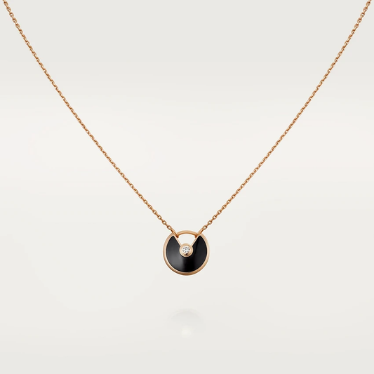 [⭐Novea]AMULETTE ROSE GOLD ONYX NECKLACE