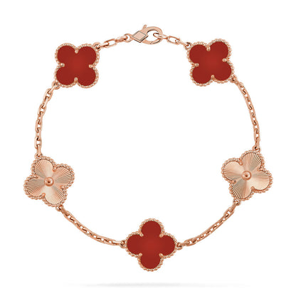 [⭐Novea] CLOVER 5 MOTIF RED CORNELIAN BRACELET COLLECTION
