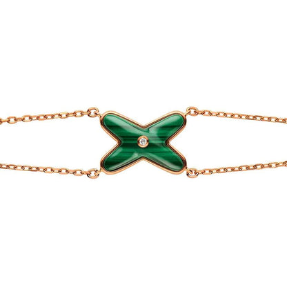 [⭐Novea]JEUX BRACELET MALACHITE PINK GOLD 1 DIAMOND