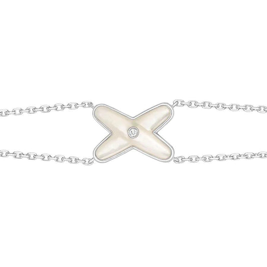 [⭐Novea]JEUX BRACELET WHITE MOP SILVER 1 DIAMOND