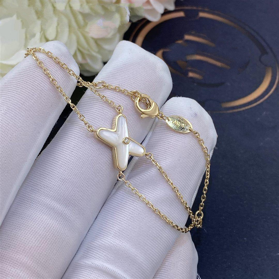 [⭐Novea]JEUX BRACELET WHITE MOP GOLD 1 DIAMOND