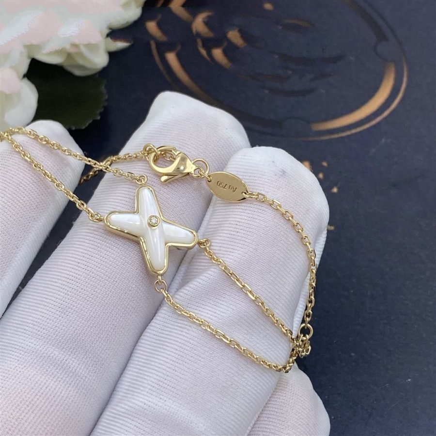 [⭐Novea]JEUX BRACELET WHITE MOP GOLD 1 DIAMOND