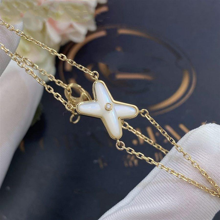 [⭐Novea]JEUX BRACELET WHITE MOP GOLD 1 DIAMOND