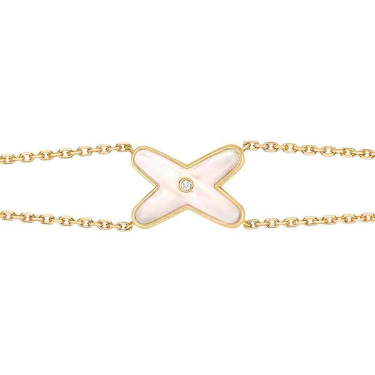 [⭐Novea]JEUX BRACELET WHITE MOP GOLD 1 DIAMOND