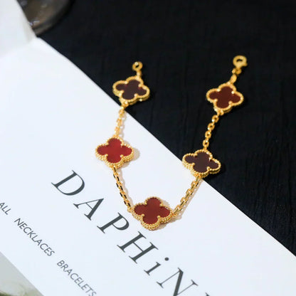[⭐Novea] CLOVER 5 MOTIF RED CORNELIAN BRACELET COLLECTION