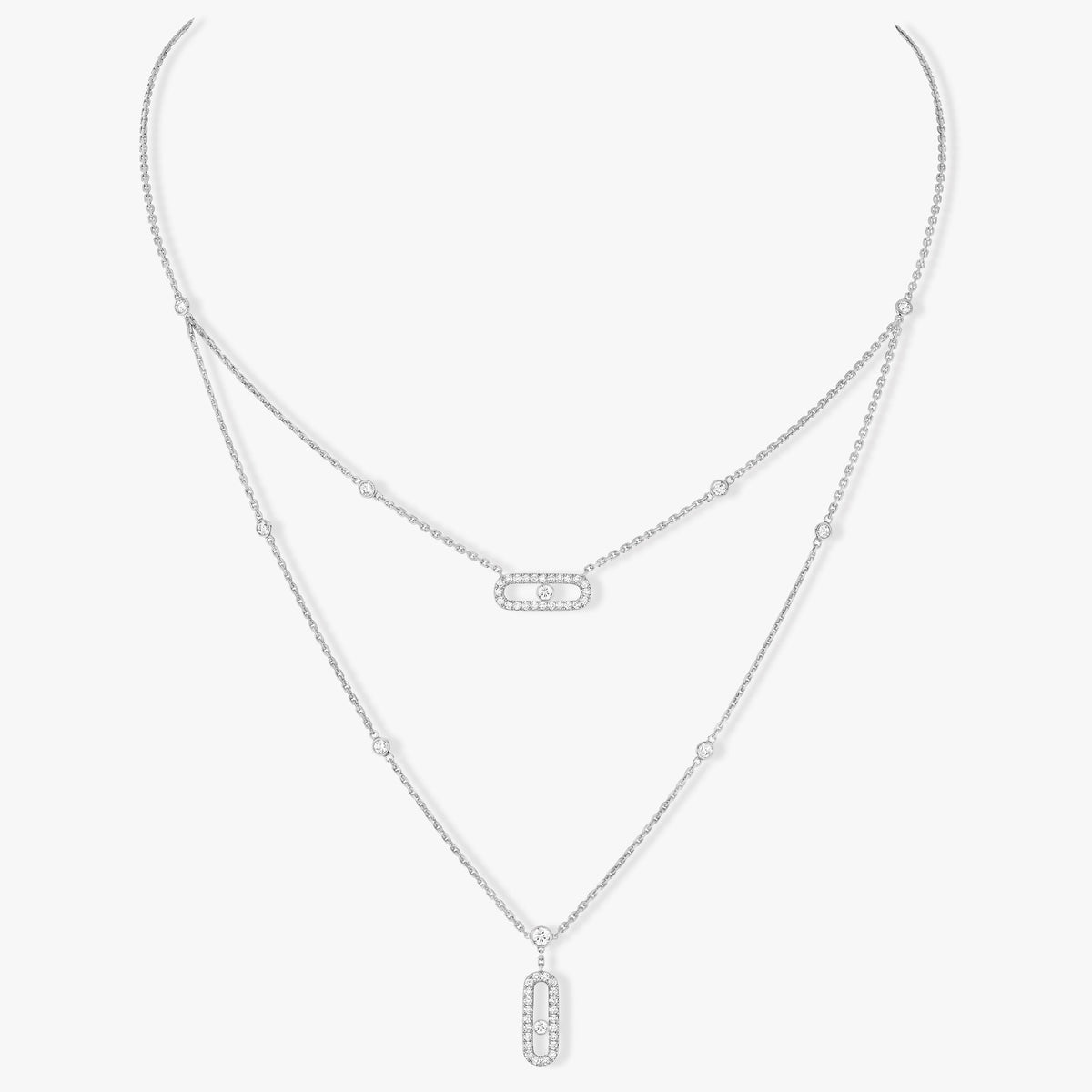 [⭐Novea]MOVE 2 ROW DIAMOND NECKLACE