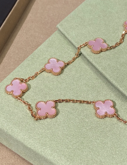 [⭐Novea Jewellery] Pink Necklace with Ten Clover Designs