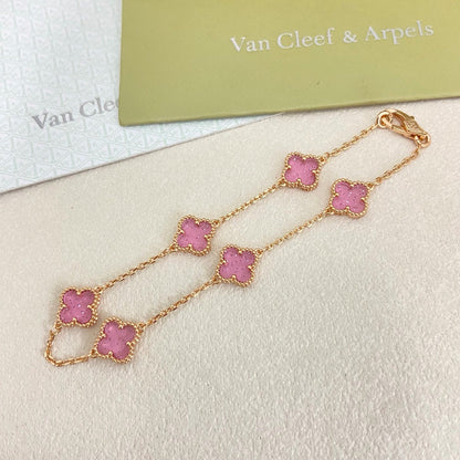 [⭐Novea]2026 NEW CLOVER 6 MOTIF BUBBLE PINK ENAMEL BRACELET
