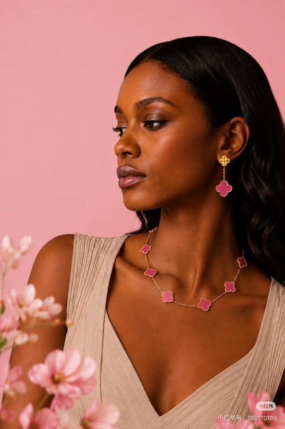 [⭐Novea]2026 NEW CLOVER 2 MOTIF  BUBBLE PINK ENAMEL
