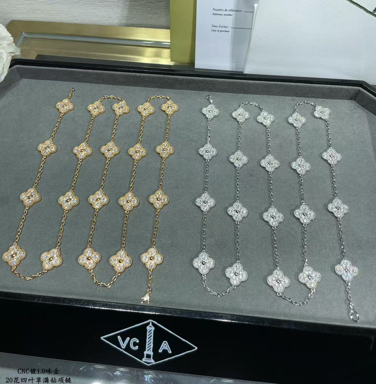 [⭐Novea]CLOVER 20 MOTIFS FULL-DIAMOND NECKLACE