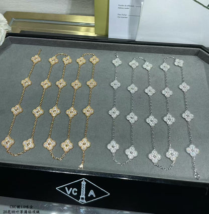 [⭐Novea]CLOVER 20 MOTIFS FULL-DIAMOND NECKLACE