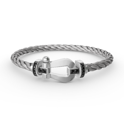 [⭐Novea]FORCE LARGE HORSESHOE BLACK DIAMOND BRACELET SILVER