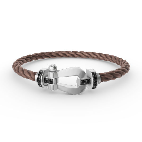 [⭐Novea]FORCE LARGE HORSESHOE BLACK DIAMOND BRACELET SILVER