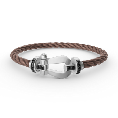 [⭐Novea]FORCE LARGE HORSESHOE BLACK DIAMOND BRACELET SILVER