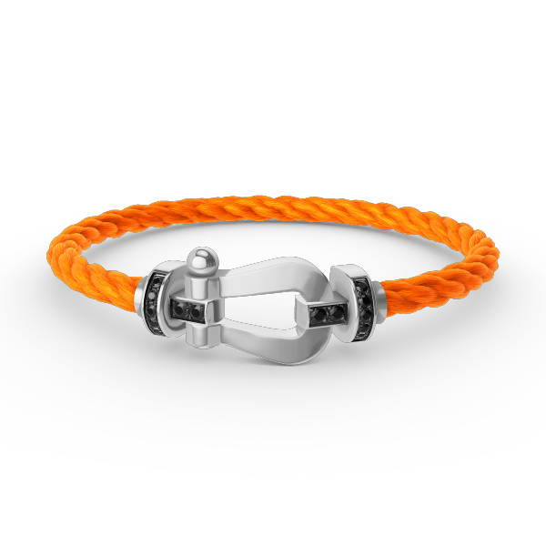 [⭐Novea]FORCE LARGE HORSESHOE BLACK DIAMOND BRACELET SILVER