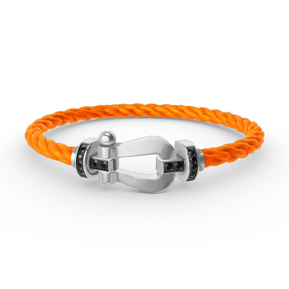 [⭐Novea]FORCE LARGE HORSESHOE BLACK DIAMOND BRACELET SILVER