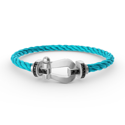 [⭐Novea]FORCE LARGE HORSESHOE BLACK DIAMOND BRACELET SILVER