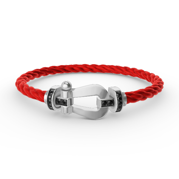 [⭐Novea]FORCE LARGE HORSESHOE BLACK DIAMOND BRACELET SILVER