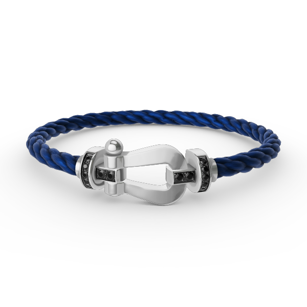 [⭐Novea]FORCE LARGE HORSESHOE BLACK DIAMOND BRACELET SILVER