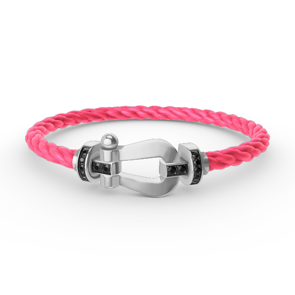 [⭐Novea]FORCE LARGE HORSESHOE BLACK DIAMOND BRACELET SILVER
