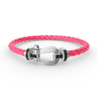 [⭐Novea]FORCE LARGE HORSESHOE BLACK DIAMOND BRACELET SILVER