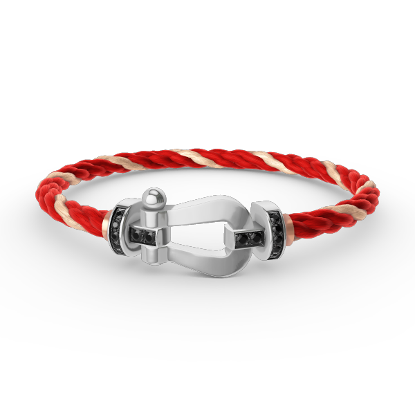 [⭐Novea]FORCE LARGE HORSESHOE BLACK DIAMOND BRACELET SILVER