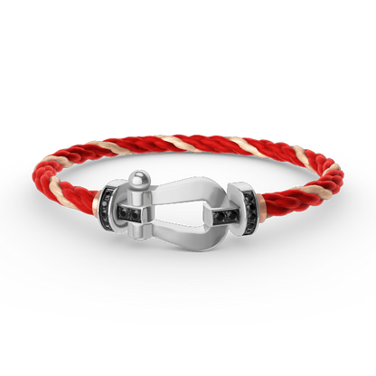 [⭐Novea]FORCE LARGE HORSESHOE BLACK DIAMOND BRACELET SILVER