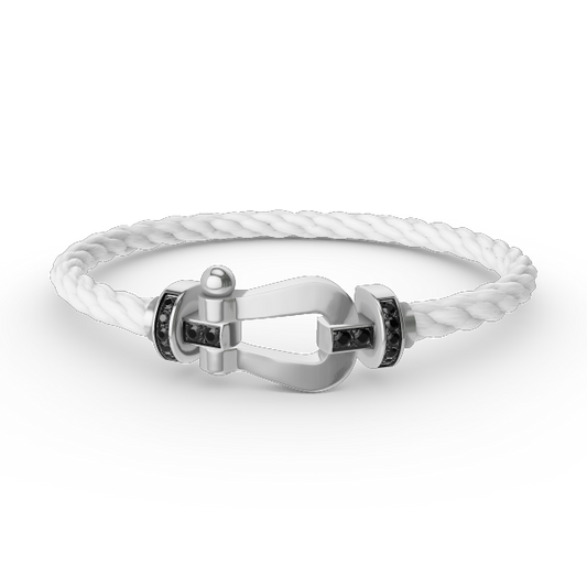 [⭐Novea]FORCE LARGE HORSESHOE BLACK DIAMOND BRACELET SILVER