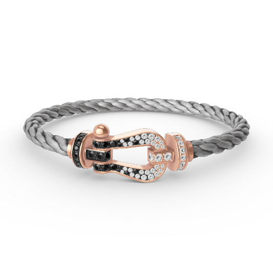 [⭐Novea]FORCE LARGE HORSESHOE BLACK WHITE DIAMOND BRACELET ROSE GOLD