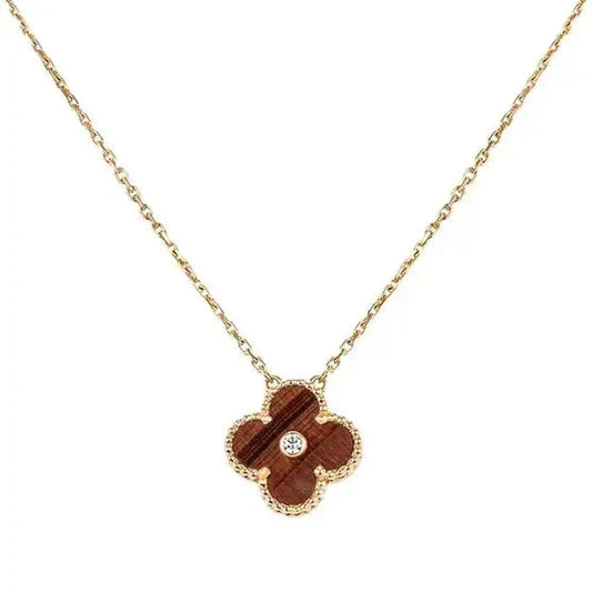[⭐Novea]CLOVER 15MM DIAMOND AND YELLOW TIGER'S EYE AGATE necklace