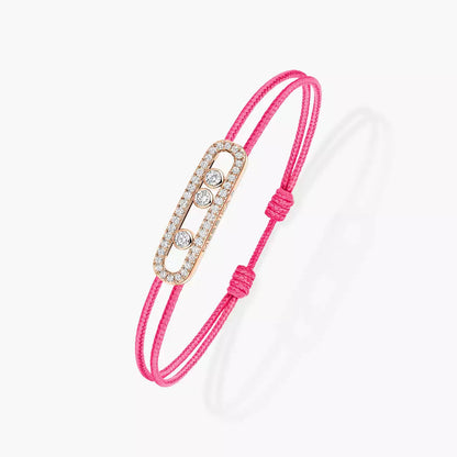 [⭐Novea]Messika Care(s) pink cord pavé bracelet