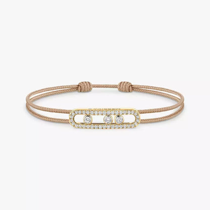 [⭐Novea]Messika Care(s) pink cord pavé bracelet